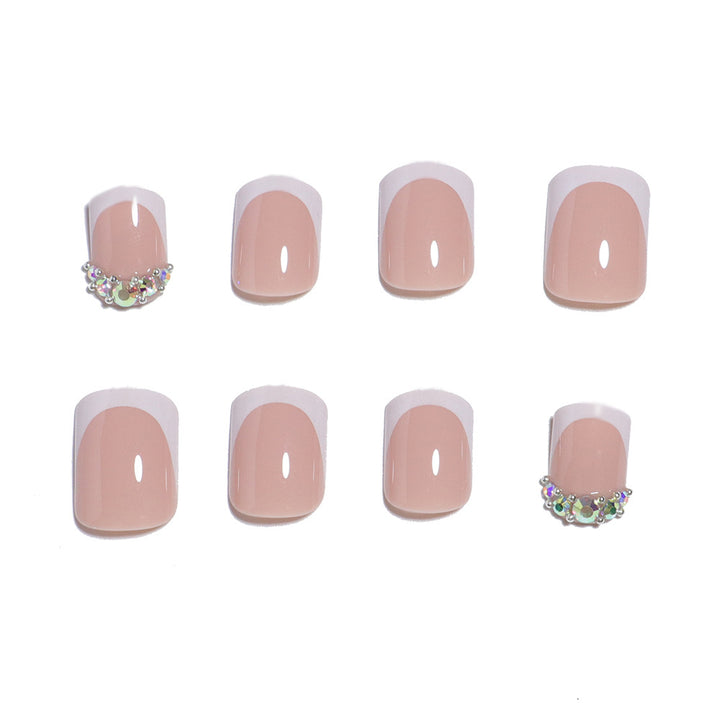 Elegant Press-On Nail Set with Rhinestone Accents Bowlift
