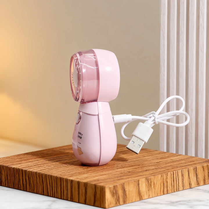 Women's Portable Mini Hand Fan with Animal Design and USB Charging Function Bowlift