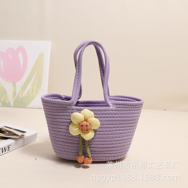 Handcrafted basket bag with floral accents Bowlift