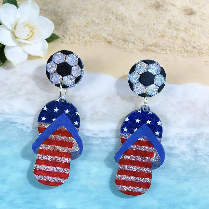 Women's long acrylic letter earrings three-piece with hologram and glitter effect Bowlift