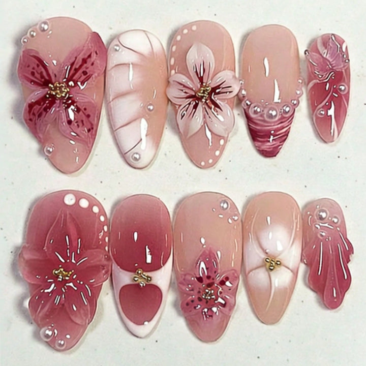 Floral Decorative Press-On Nail Art Kit Bowlift