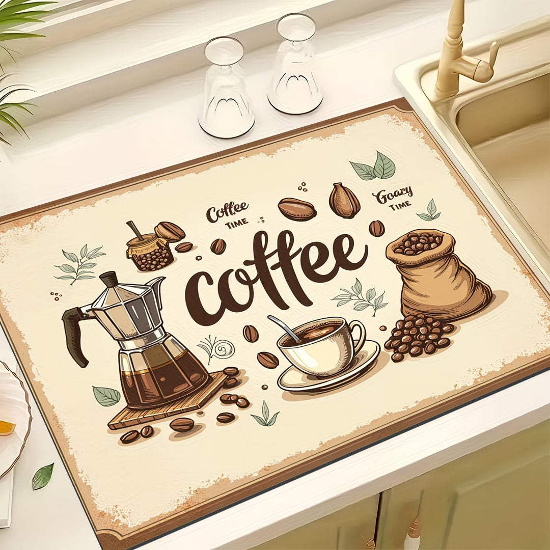 Coffee-Themed Kitchen Mat