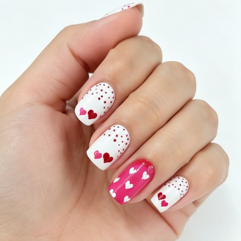 Heart-Themed Press-On Nail Set Bowlift