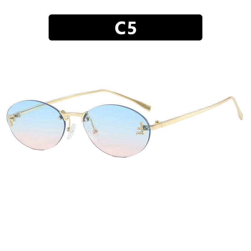 Women's fashionable sunglasses with elegant, round lenses and delicate metal frame Bowlift
