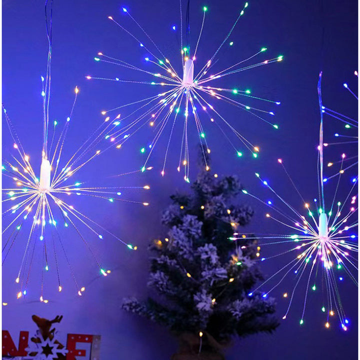 LED Starburst Hanging Pendant Light Decoration With Fiber-Optic Spokes Bowlift