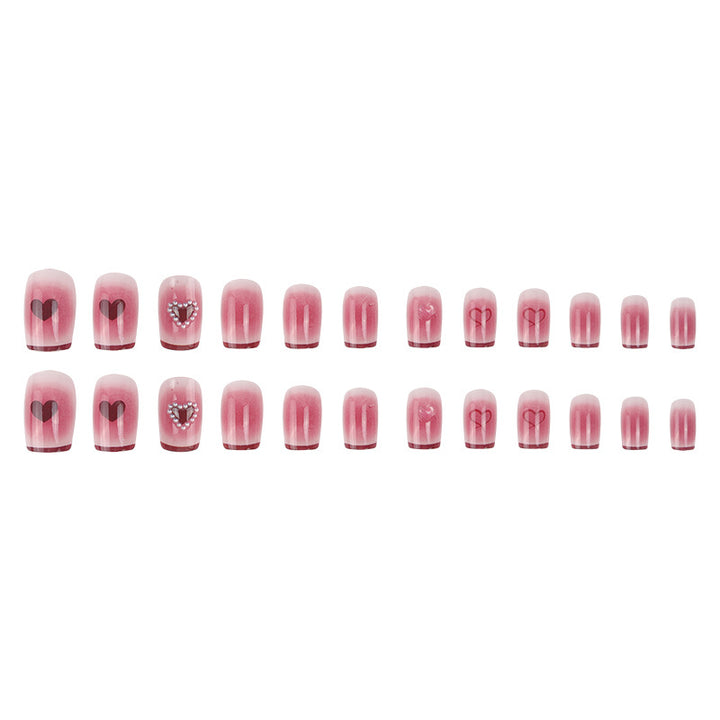 Elegant Heart-Embellished Press-On Nails Bowlift