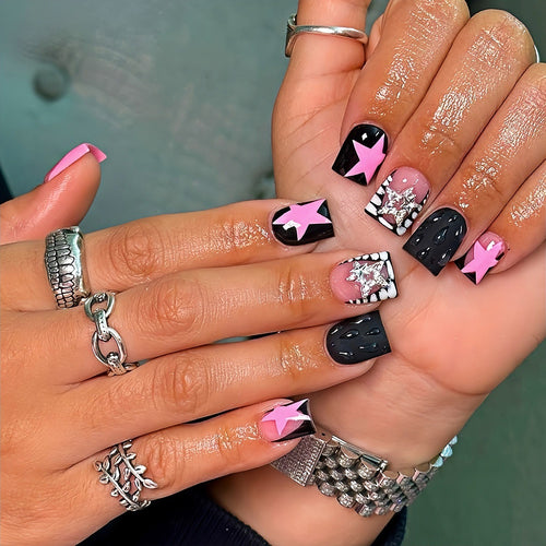 Artistic Star-Embellished Nail Art Extensions Bowlift