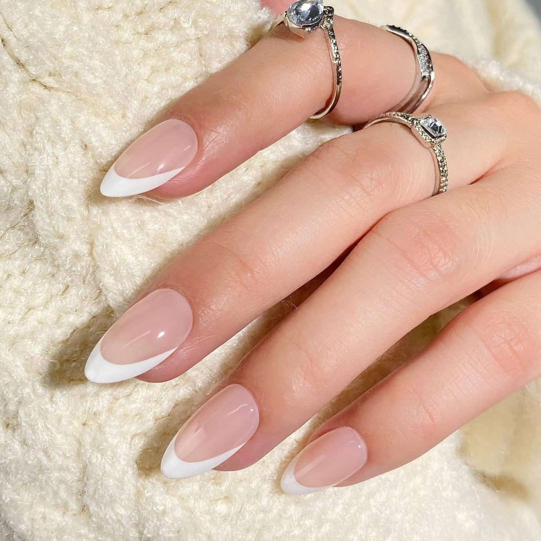 Elegant French Tip Press-On Nails Bowlift