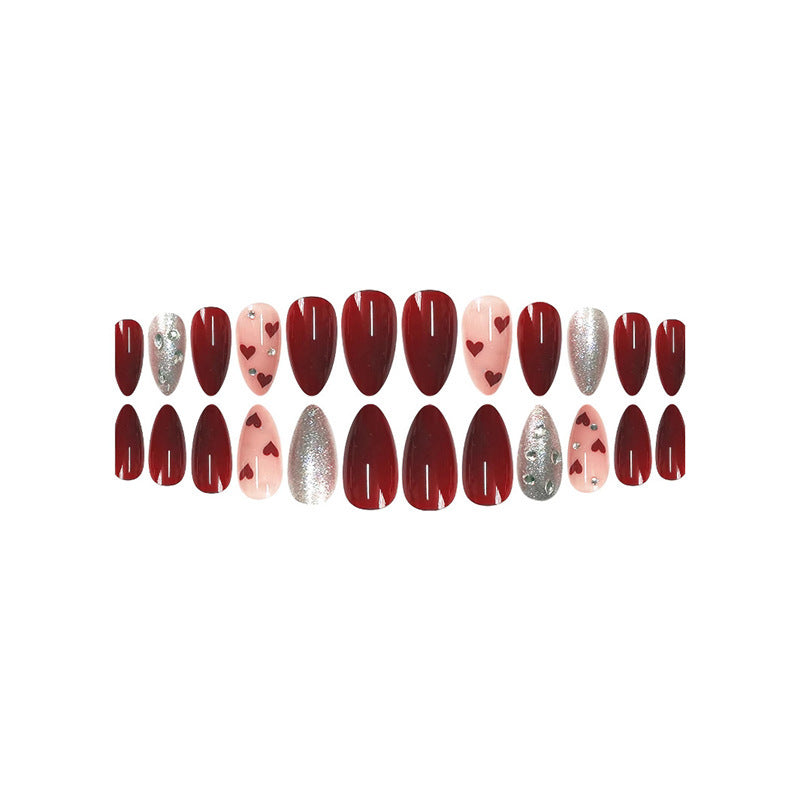 Romantic Heart and Glitter Nail Art Bowlift