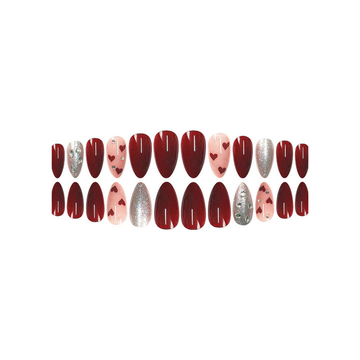Romantic Heart and Glitter Nail Art Bowlift