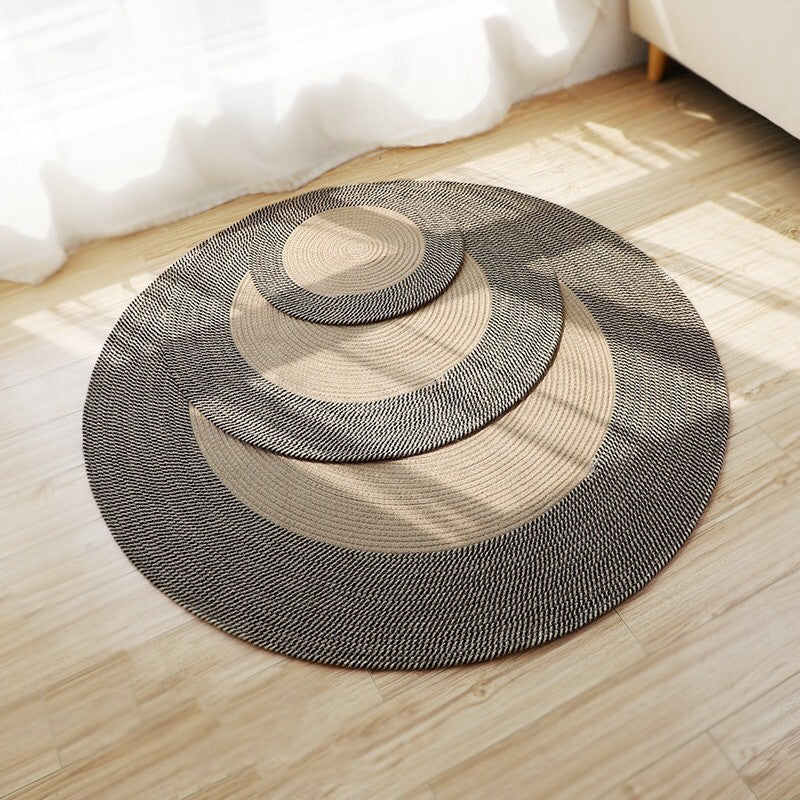 Rustic Round Rug with Fringes Bowlift