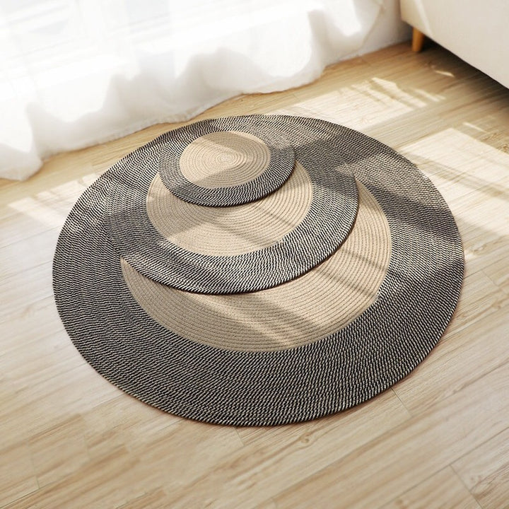 Rustic Round Rug with Fringes Bowlift