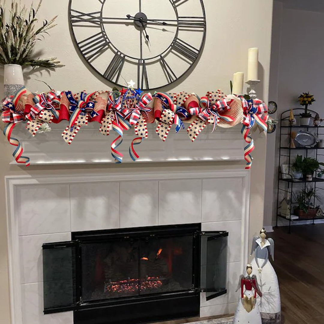Unisex decorative garland made of jute and bows with star applications 90cm Bowlift