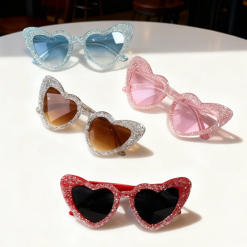 Sparkling Heart-Shaped Sunglasses Bowlift