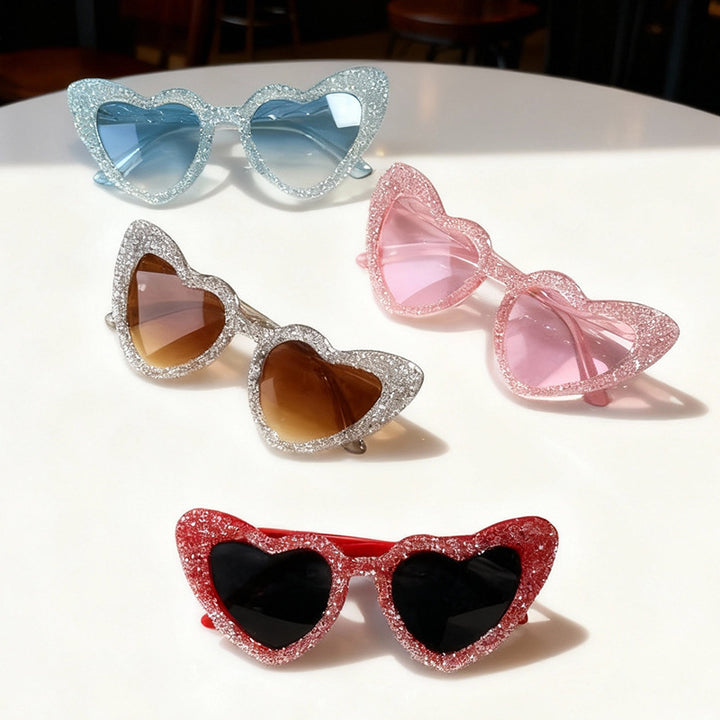 Sparkling Heart-Shaped Sunglasses Bowlift