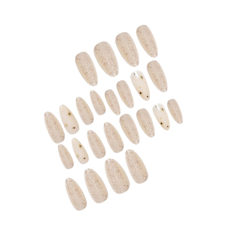 Glittering Star-Embellished Press-On Nail Art Bowlift