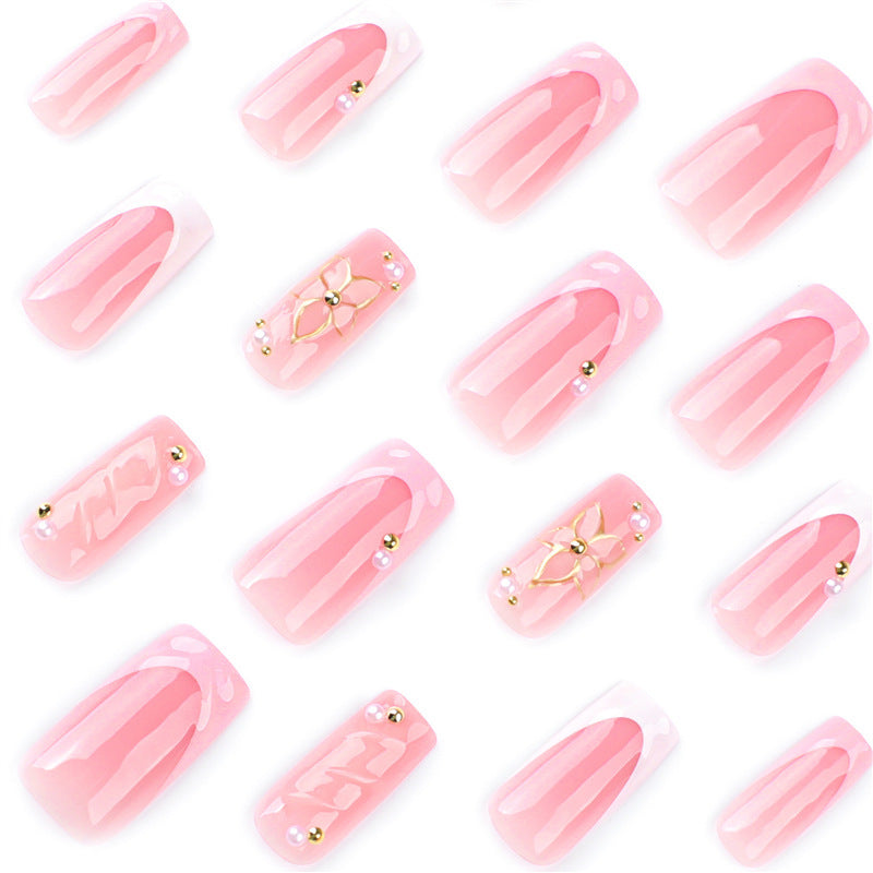 Elegant Floral-Embellished Press-On Nail Extensions Bowlift