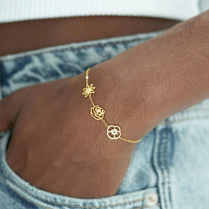 BowLift | Dainty Birth Flower & Birthstone Bracelet