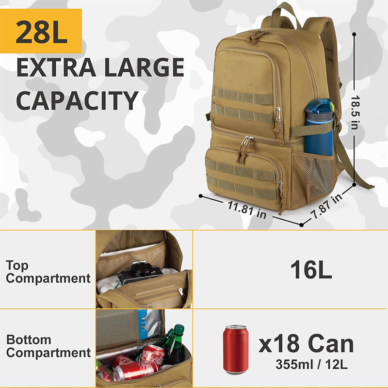 Multifunctional outdoor backpack with cooler Bowlift