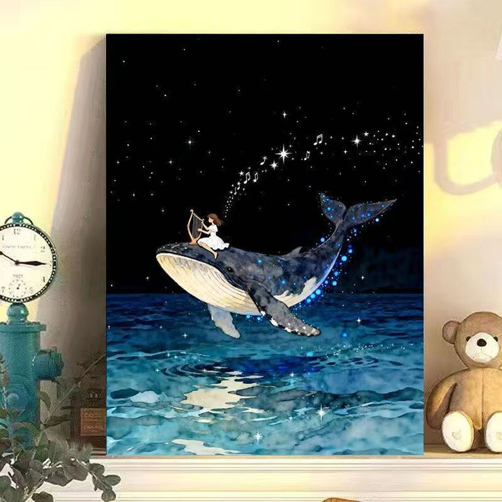 Dreamy Whale and Girl Canvas Artwork Bowlift