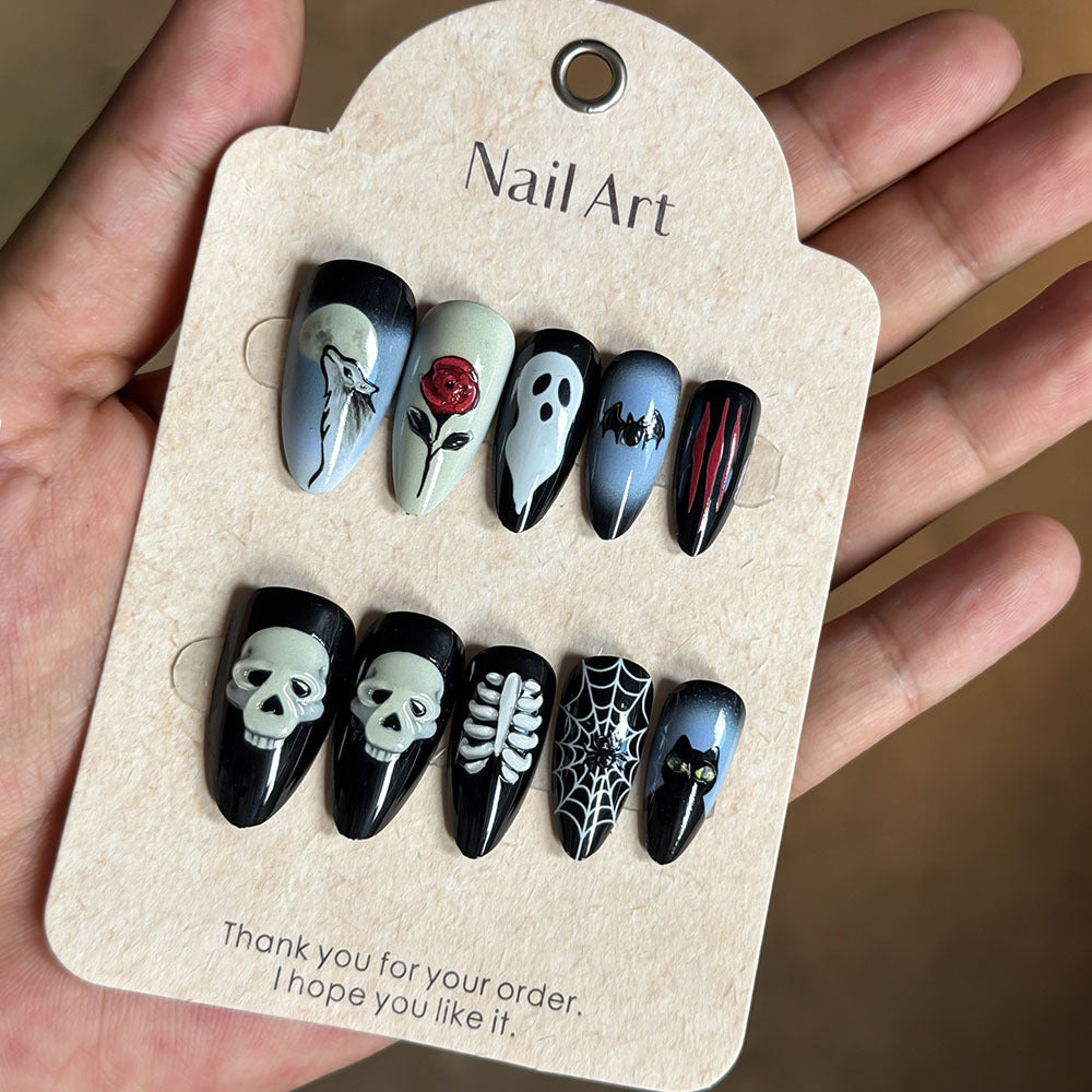 Halloween-Themed Decorative Press-On Nail Set Bowlift