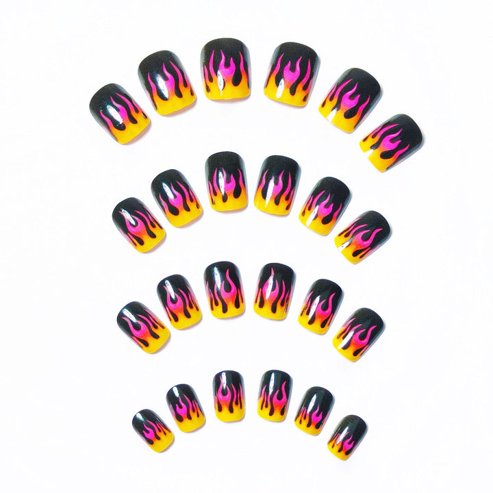 Creative Art Nails with Flame Design Bowlift