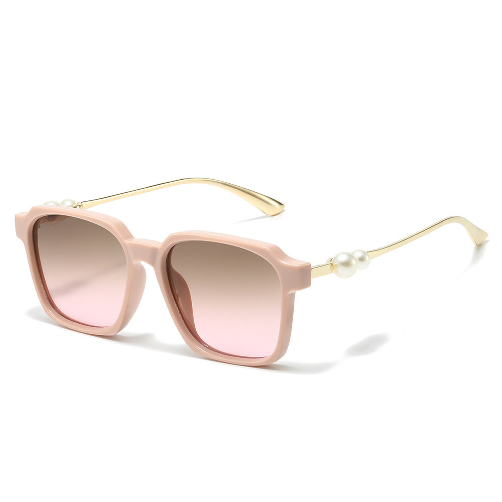Chic Square Frame Sunglasses with Pearl Accents Bowlift