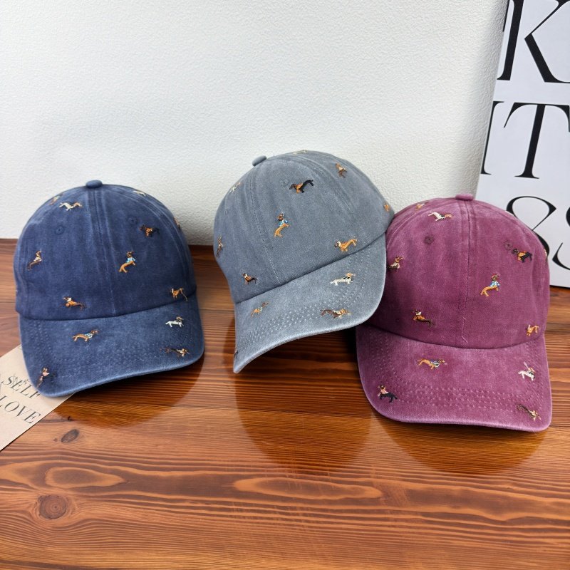 Unisex Embroidered Dog-Themed Baseball Cap Bowlift