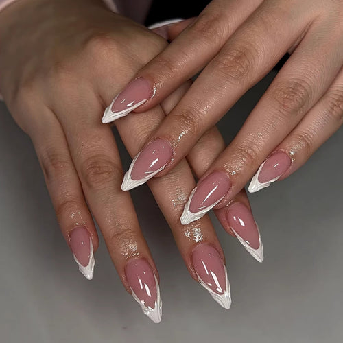 Artificial Nails in Elegant French Tip Design Bowlift