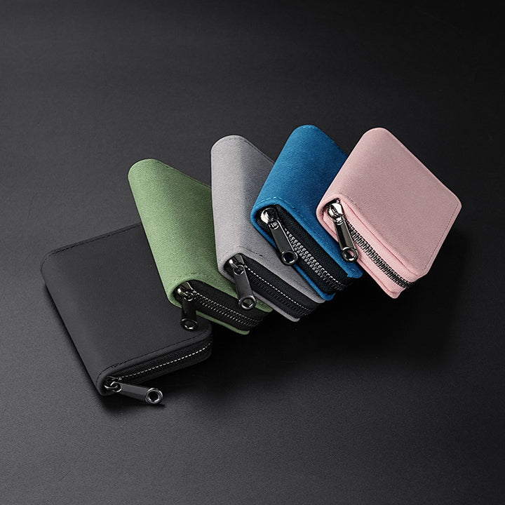 Compact Zippered Leather Wallet