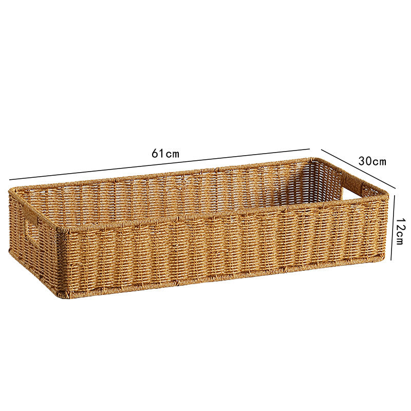 Handwoven Rectangular Storage Bin with Cutout Handles Bowlift