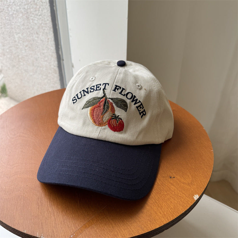 Women's Embroidered Fruit-Themed Baseball Cap Bowlift