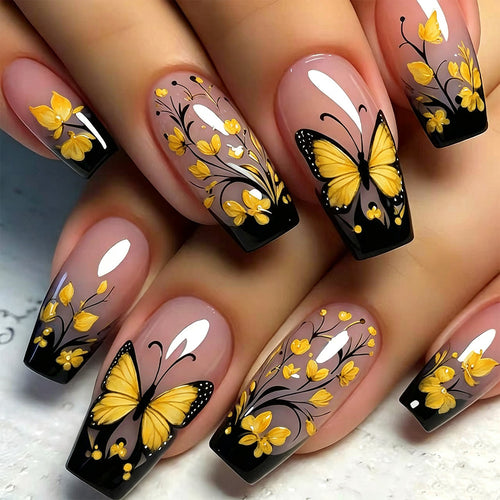 Butterfly Floral Nail Art Design Bowlift