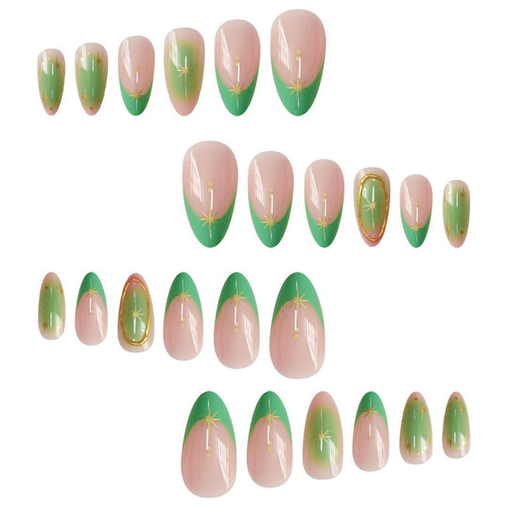 Artistic Press-On Nail Set with Star Accents Bowlift