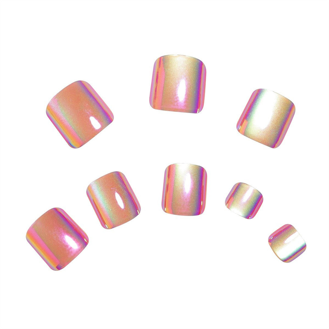 Iridescent Pedicure Press-On Nail Set Bowlift