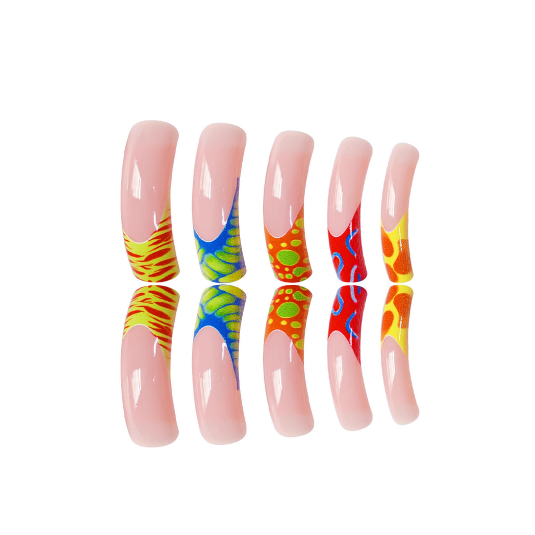 Vibrant Artistic Acrylic Nail Extensions Bowlift