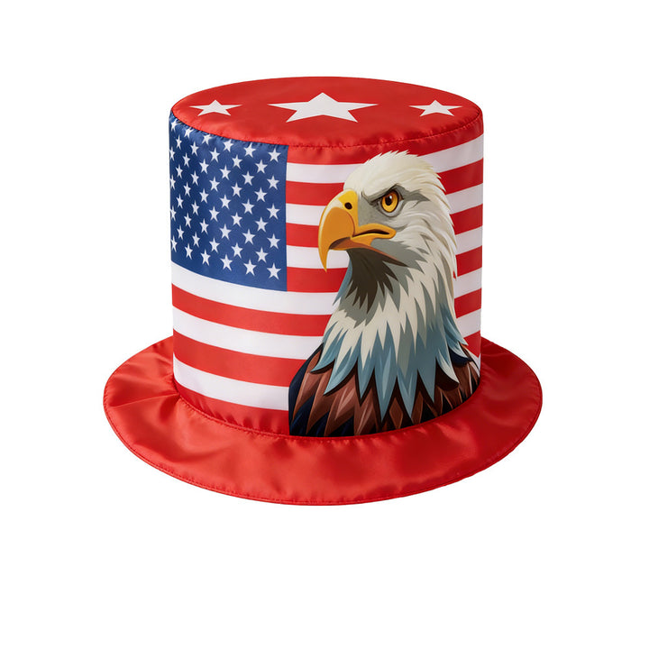 Unisex nan patriotic novelty tall top hat with star-printed band and striped brim Bowlift
