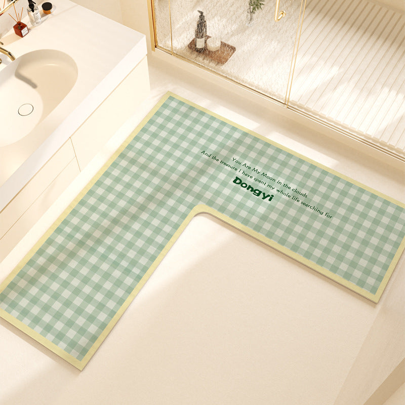 L-Shaped Soft Bath Mat Bowlift