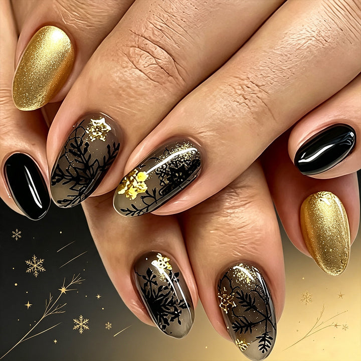 Elegant Winter-Themed Press-On Nail Set Bowlift