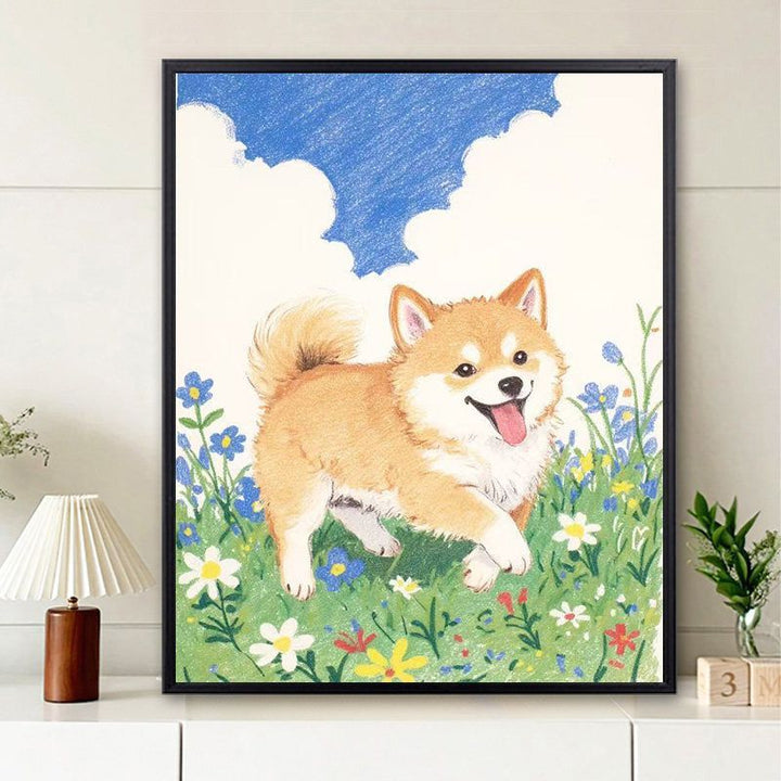 Cute Puppy Illustration Wall Art Bowlift