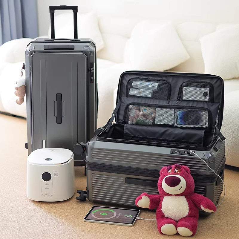 Men's Smart Multi-Compartment Hard Shell Travel Suitcase Bowlift