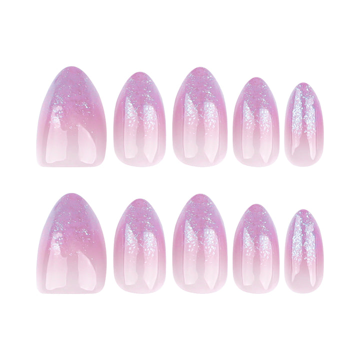 Artistic Nail Extensions with Glitter Gradient Bowlift