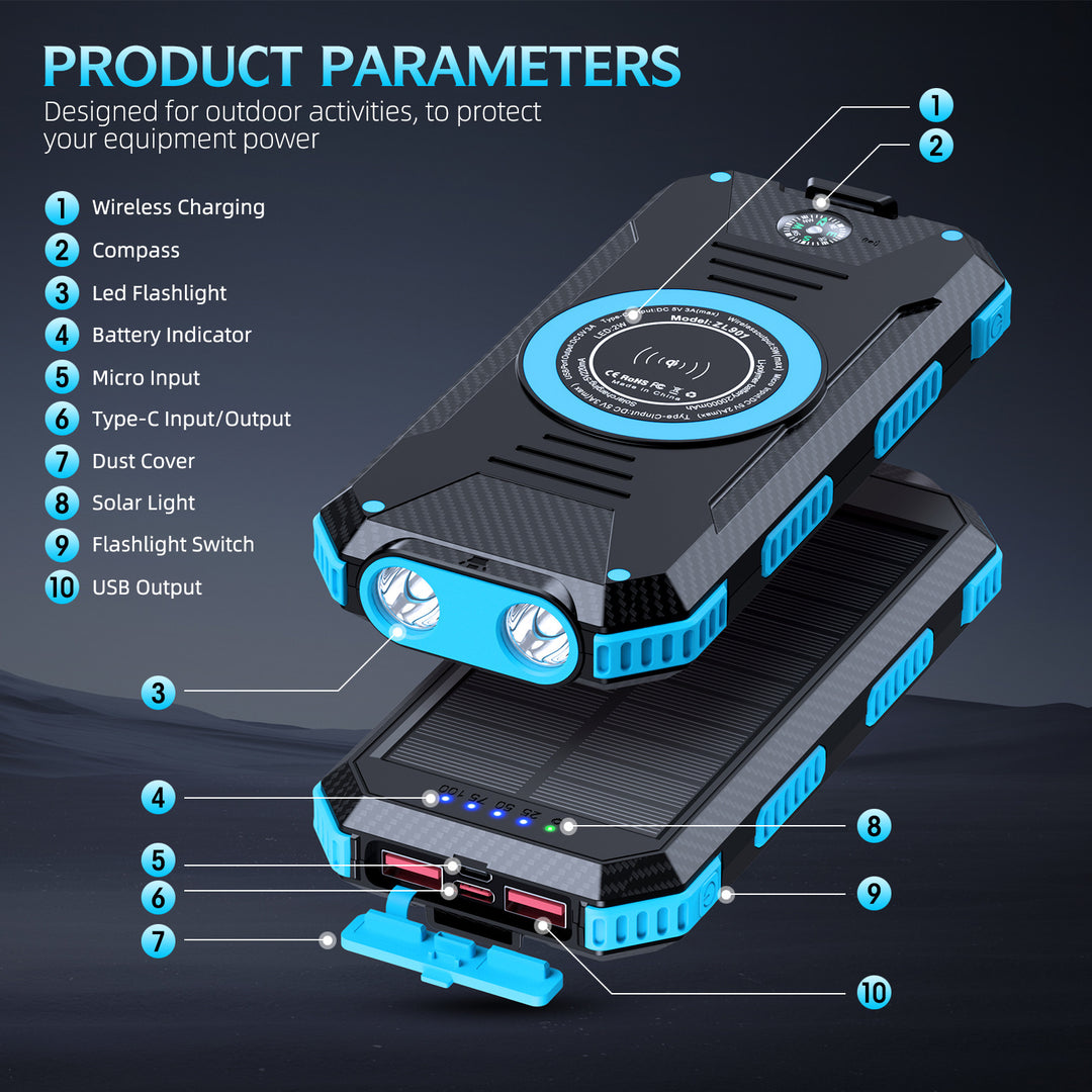 Solar Powerbank with Wireless Charging Function Bowlift