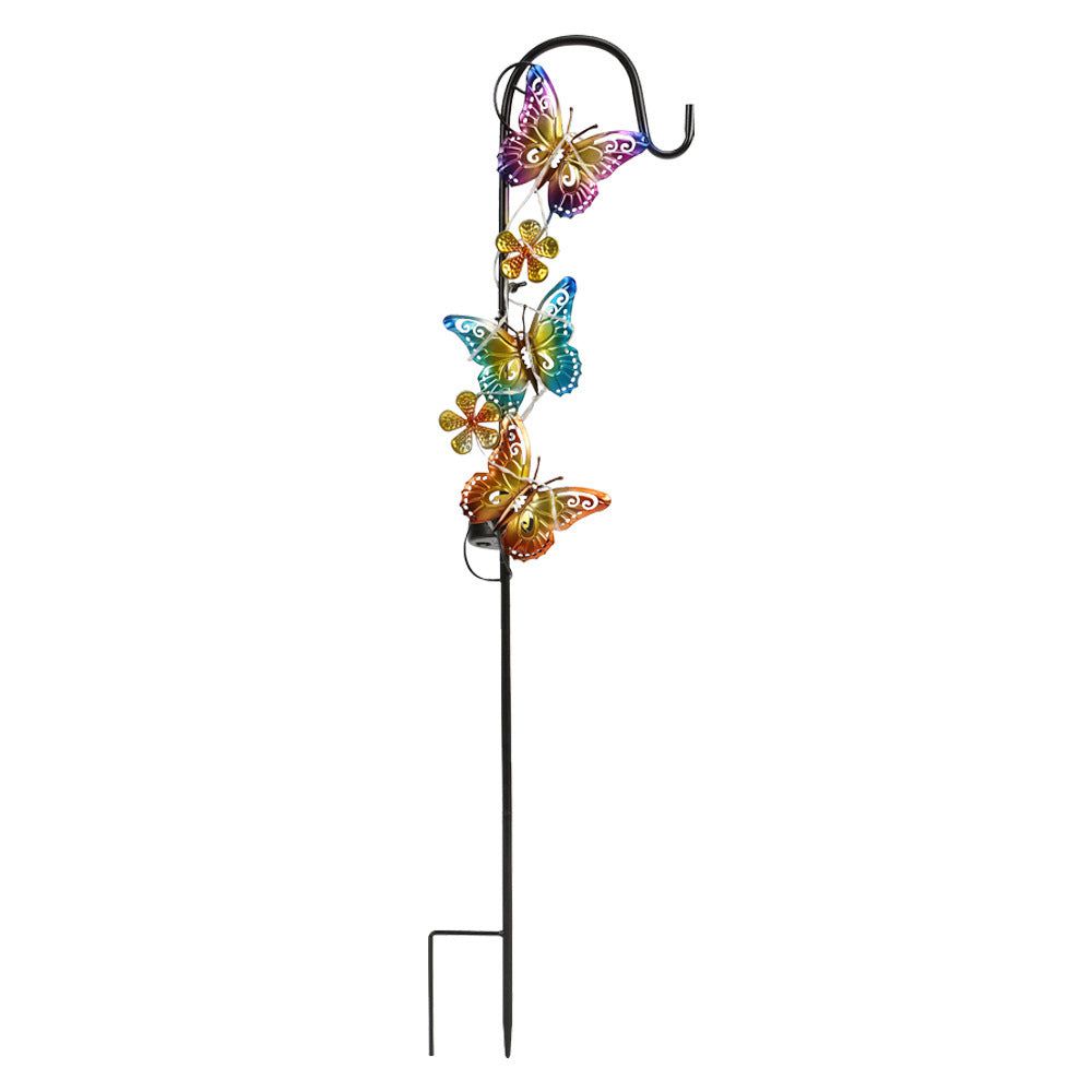 Solar LED Butterfly Garden Stake Decorative Metal Yard Ornament Bowlift