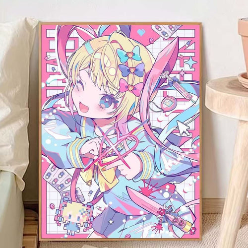 Whimsical Anime-Inspired Canvas Art Print Bowlift
