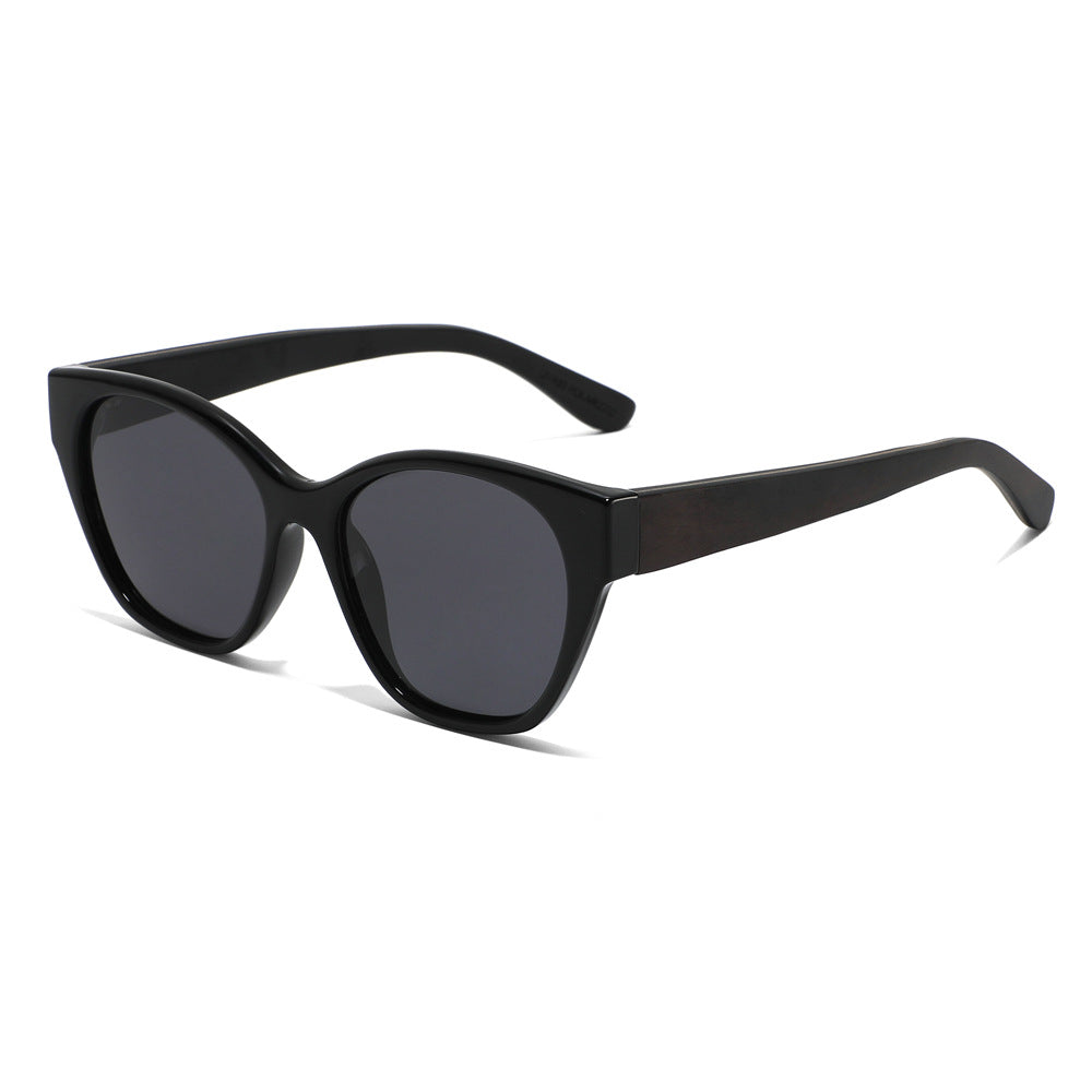 Rimless oversized cat eye polarized sunglasses with wood-effect temples Bowlift