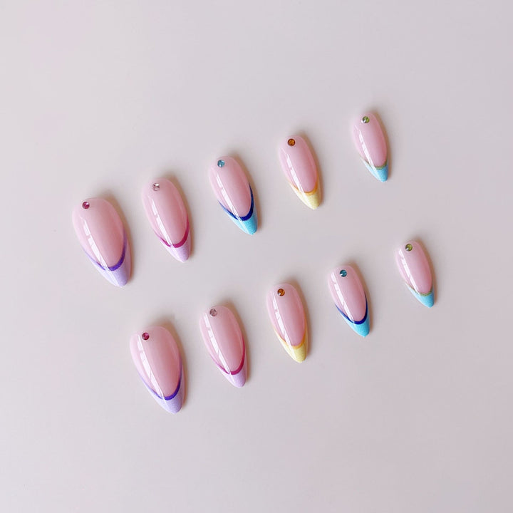 Nail extension set with elegant gradient and 3D accents Bowlift