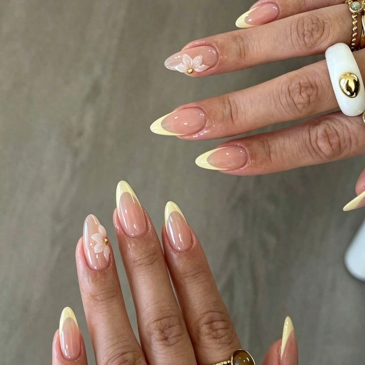 Premium Floral Embellished Press-On Nails Bowlift