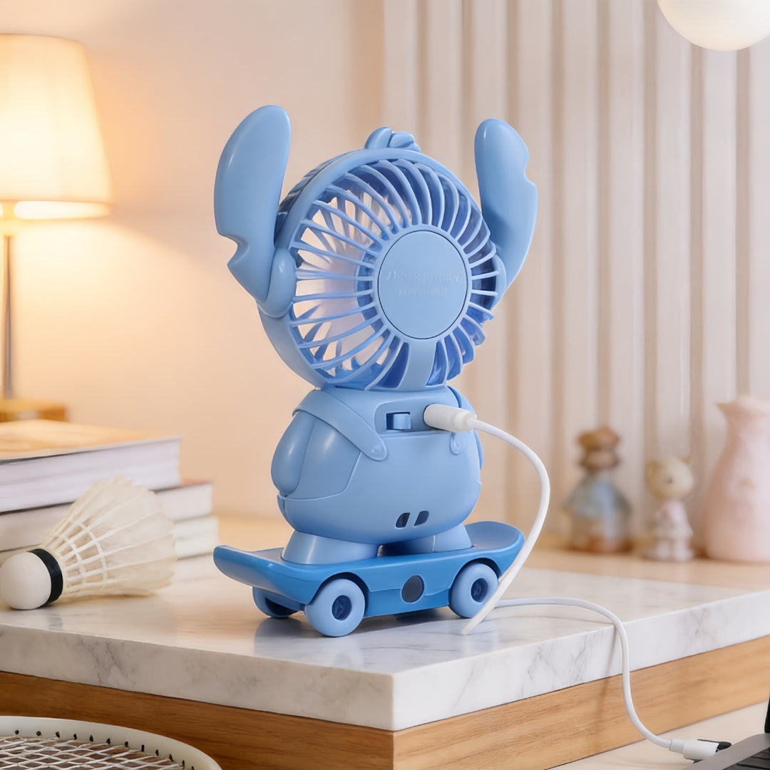 Ladies Portable Toy Fan with LED Lighting and USB Charging Bowlift