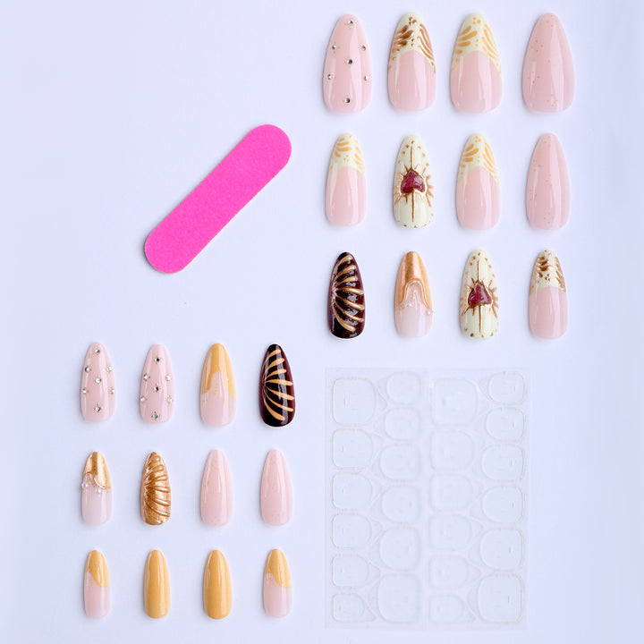 Elegant Artificial Nails with Glitter Accents Bowlift